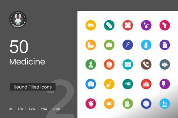 A Practical Look at 50 Medicine Flat Round Icons for Embroidery